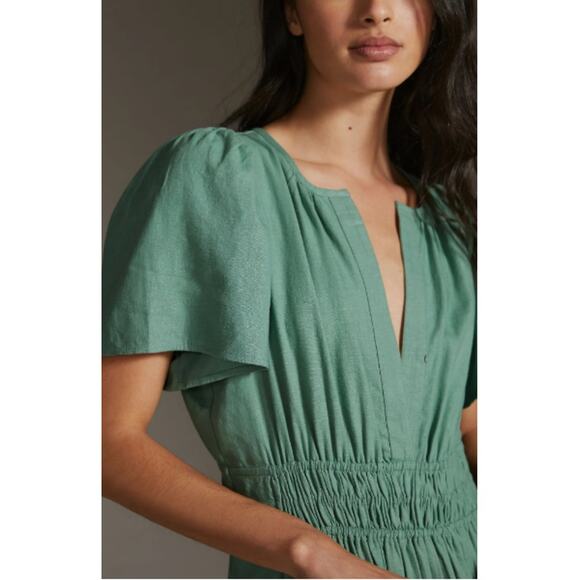 Anthropologie Somerset Sage Green Linen Viscose Maxi Dress Size Small $170 - Picture 2 of 10